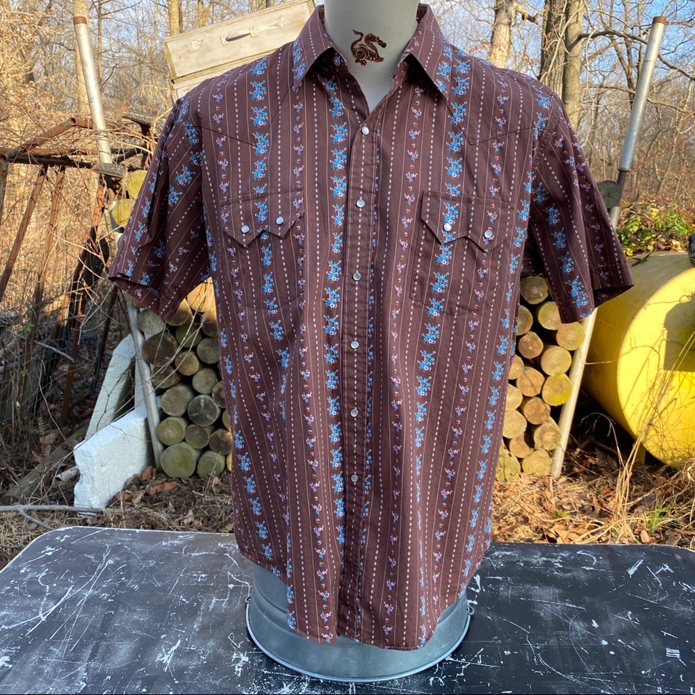 Vtg Ely Cattleman western shirt floral design XL